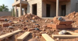 Resíduos de construção atraindo pragas como baratas e ratos em canteiro de obra